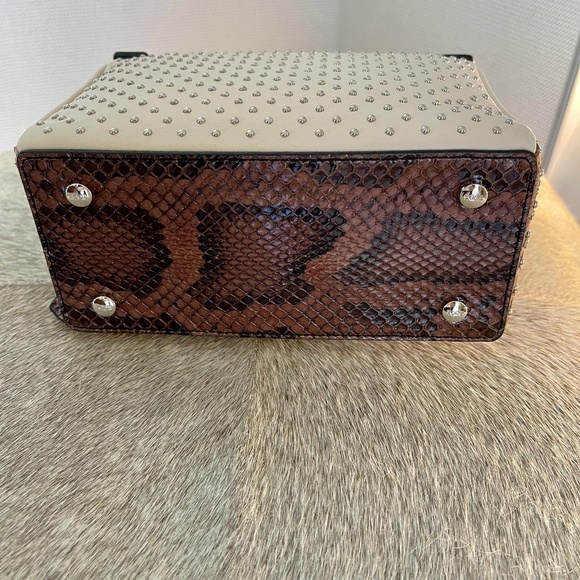 TOD'S Leather and Phyton Gommino Studded Logo Box Crossbody Bag - Picture 3 of 14